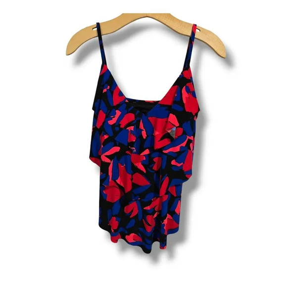 Aqua Green Women’s Multicolor Tiered Tankini Swim Top Medium NWT - Picture 1 of 11